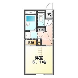 レオパレス小林2 1Kの間取図画像