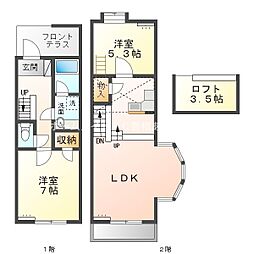 セザンヌ神野新田2 2LDKの間取図画像