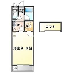 セザンヌ大岩 1Kの間取図画像