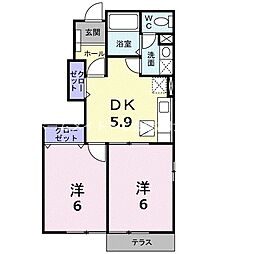 フォレスタ大脇谷 2DKの間取図画像
