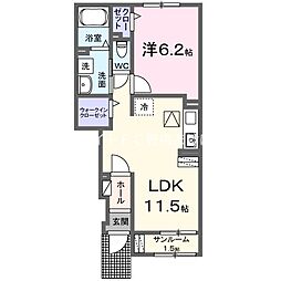 メゾンドシャロレー2 1LDKの間取図画像