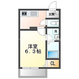LE COCON 豊橋III 1Kの間取図画像