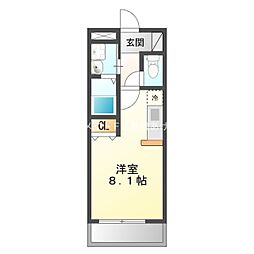 ウイング天伯A ワンルームの間取図画像