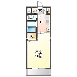 アストラヘリオス 1Kの間取図画像