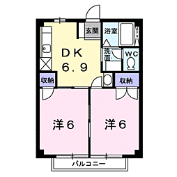 ヴィラージュ島田 1LDKの間取図画像