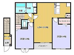 ヴェルデ ルーチェ 2LDKの間取図画像