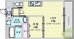 アーバンフラッツ西中島 1LDKの間取図画像