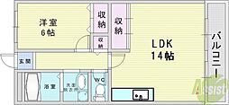 ラフィーネ井上 1LDKの間取図画像