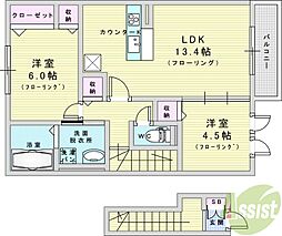 クローバーハイツ 2LDKの間取図画像