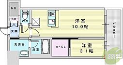 大阪市淀川区西宮原2丁目マンション 1LDKの間取図画像