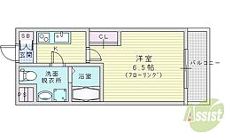 レジュールアッシュ塚本 1Kの間取図画像