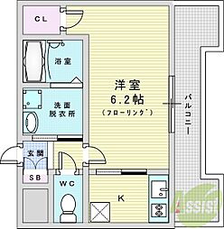 プレサンス東三国エンブレイス 1Kの間取図画像
