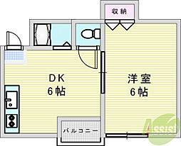 ラパンジール新大阪 1DKの間取図画像