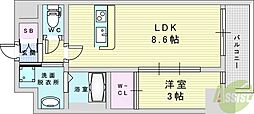 大阪市淀川区西宮原1丁目マンション 1LDKの間取図画像