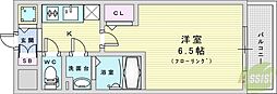 エスリード大阪デュアルゲート 1Kの間取図画像