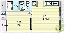 サンフラッツ新大阪 1LDKの間取図画像