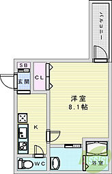 フジパレス東淡路 1Kの間取図画像