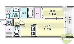 プレサンス新大阪ジェイズ 1LDKの間取図画像