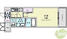エスレジデンス新大阪ガーデン 1Kの間取図画像