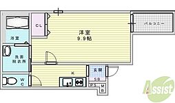 フジパレス三津屋5番館 1Kの間取図画像