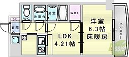 ノルデンタワー新大阪アネックスA棟 1LDKの間取図画像