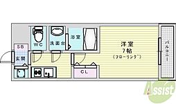 ラドゥセール新大阪 1Kの間取図画像