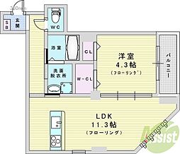 ヴィラモンシャン塚本 1LDKの間取図画像