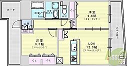 ヨドガワイーストタワー 2LDKの間取図画像