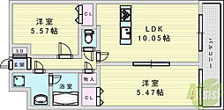 東明マンション壱番館 2LDKの間取図画像
