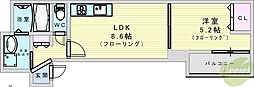 ラモーナ佃1 1LDKの間取図画像