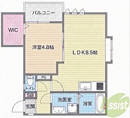 Chat Noir淡路 1LDKの間取図画像