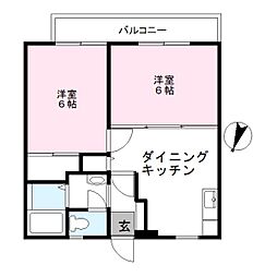 ベリーウェルハウス 2DKの間取図画像