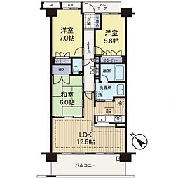 ファミールあざみ野スカーレットヒルズ 3LDKの間取図画像