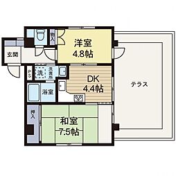 エスペランサ鴨居 2Kの間取図画像