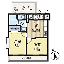 ライオンズマンション十日市場 2Kの間取図画像