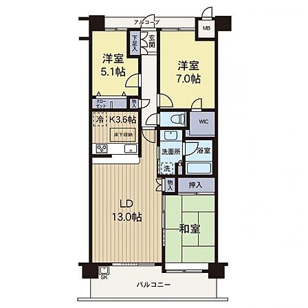 【間取り図】エレベーター付きの5階住戸の為、陽当り・眺望良好です。