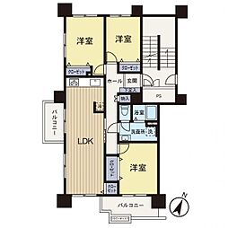 藤和ライブタウン横浜神大寺Aウイング 3LDKの間取図画像