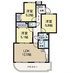 ニューウェルテラス第3日吉 3LDKの間取図画像