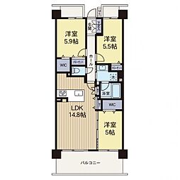 コスモ横浜鴨居ガーデンズ 3LDKの間取図画像
