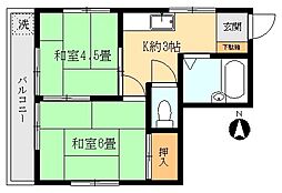 みゆき荘 2Kの間取図画像