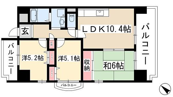 アーバンドエル原 ｜愛知県名古屋市天白区原1丁目(賃貸マンション3LDK・2階・63.75㎡)の写真 その2