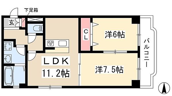 光陽ビル ｜愛知県名古屋市昭和区川名山町1丁目(賃貸マンション2LDK・3階・44.50㎡)の写真 その2