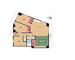 ヴィアーレマルフク南館 2階3SLDKの間取り