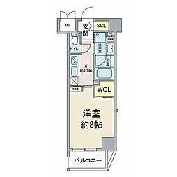 ユニレジデンス瑞穂運動場東 10階1Kの間取り