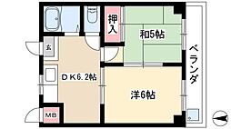 ヴィラ南山 3階2DKの間取り