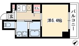 ワイズタワー新栄 1Kの間取図画像