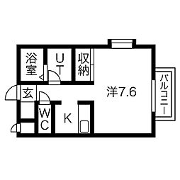 ラ・フォーレ萩原 1階1Kの間取り