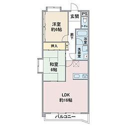 ファミーユすなごＢ 2階2LDKの間取り