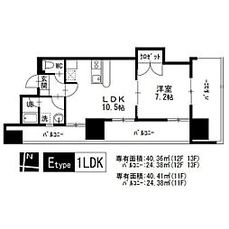 サン・ミズホビル 13階1LDKの間取り