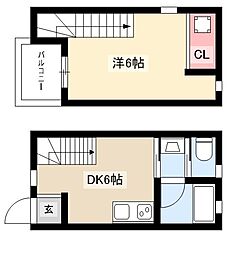 ボンヌール川名 1階1DKの間取り